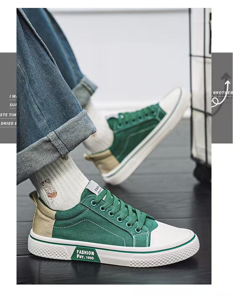Canvas shoes, breathable and versatile skateboarding shoes, men's soft-soled casual fashionable canvas shoes, large size men's shoes.