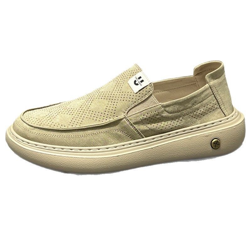Men's breathable cloth shoes, casual shoes, light luxury men's shoes, trendy and stylish loafers, old Beijing style lightweight and thick-soled men's shoes.