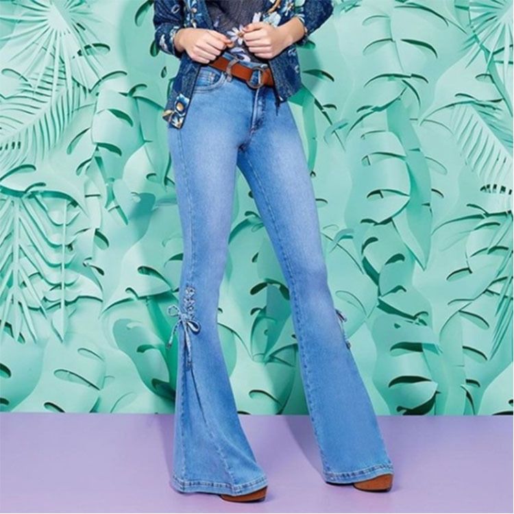 Women's European and American style jeans mid-waist denim trousers stretch jeans women's flared pants Jeans ya wanawake ya mtindo wa Ulaya na Marekani suruali ya denim ya kiuno ya kati ya suruali ya