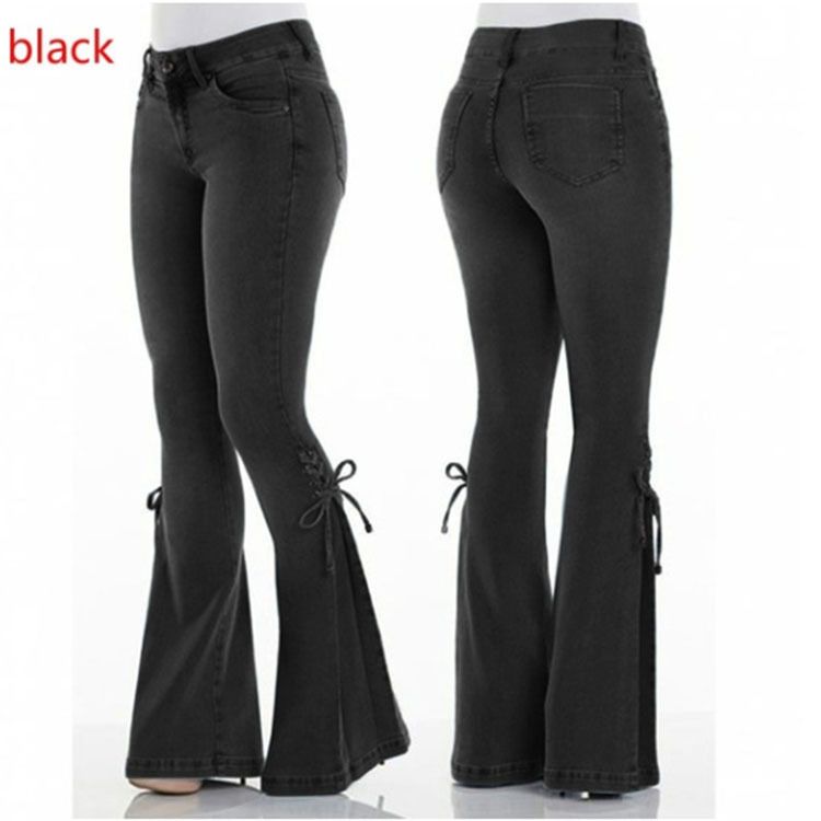 Women's European and American style jeans mid-waist denim trousers stretch jeans women's flared pants Jeans ya wanawake ya mtindo wa Ulaya na Marekani suruali ya denim ya kiuno ya kati ya suruali ya