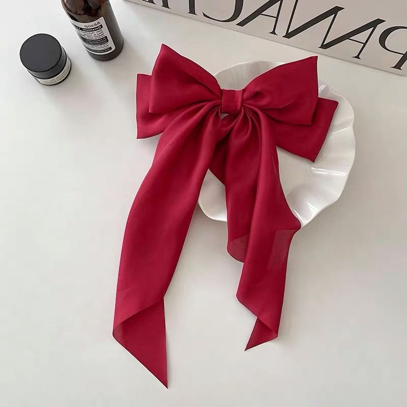Women Fashion Elegant Bow Tiara Hairpin Streamer Female Hairband 35cm Princess Bridal Hair Accessories Gift Mitindo ya Wanawake Upinde wa Kifahari wa Tiara Hairpin Mtiriririshaji Nywele za Kike Zawadi