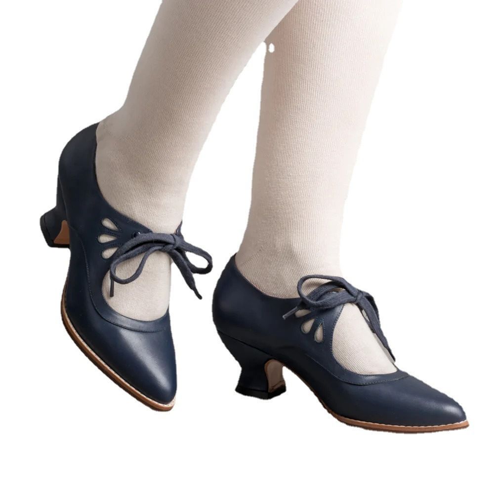 European And American New Hollow High-Heeled Lace-Up Large Size Women'S Casual Shoes Black Ulaya na Marekani mpya mashimo high-heeled lace-up kubwa ukubwa wanawake viatu kawaida nyeusi