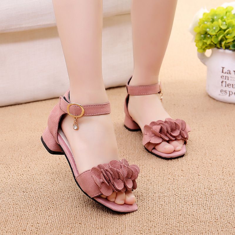 Girls sandals summer new fashion high heels Korean style children's Roman shoes for big children and little girls princess shoes viatu vya wasichana viatu vya kifalme