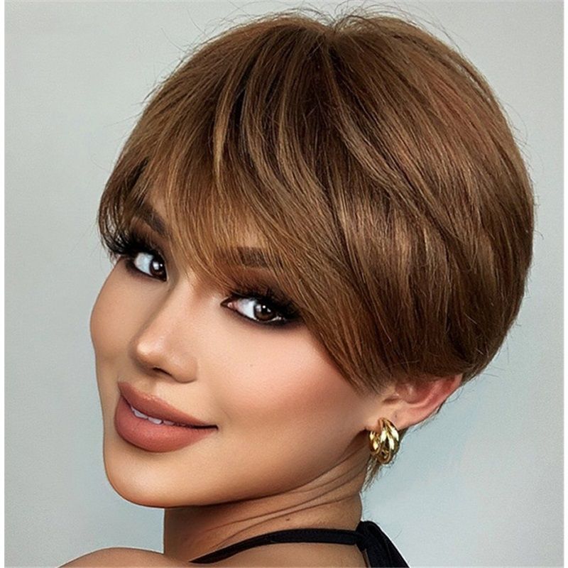 2025 New 9-Inch Wig Natural Layered Bob + Air Bangs! One Second Reduces Age By 10 Years, Short Straight And Fluffy Hair  
Health & Beauty > Hair > Wigs