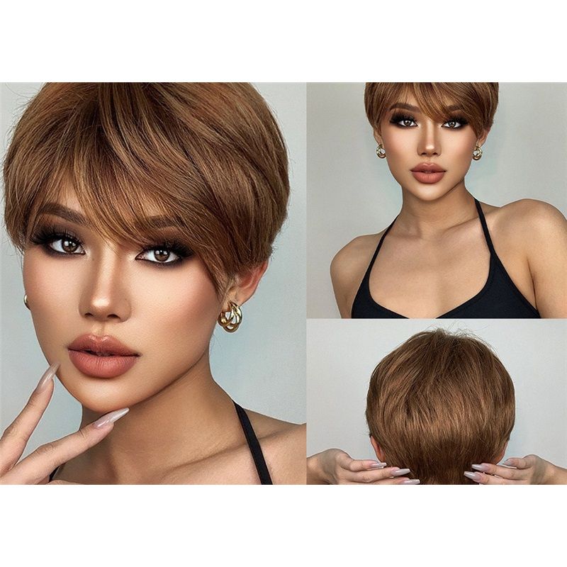 2025 New 9-Inch Wig Natural Layered Bob + Air Bangs! One Second Reduces Age By 10 Years, Short Straight And Fluffy Hair  
Health & Beauty > Hair > Wigs