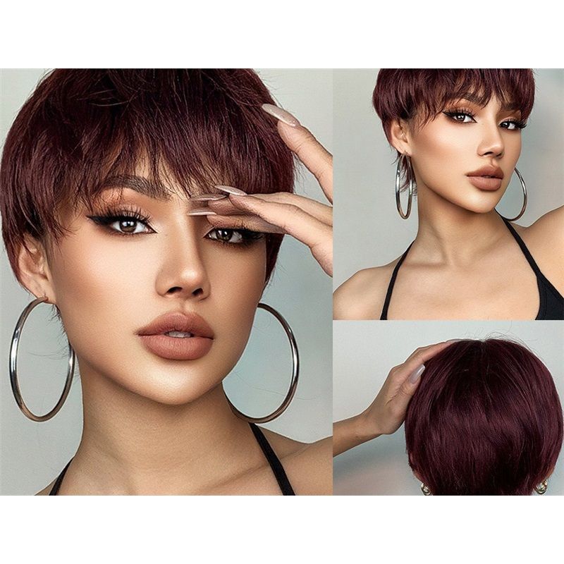 2025 New 9-Inch Wig Natural Layered Bob + Air Bangs! One Second Reduces Age By 10 Years, Short Straight And Fluffy Hair  
Health & Beauty > Hair > Wigs
