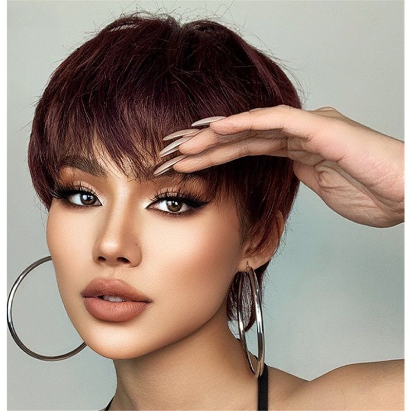 2025 New 9-Inch Wig Natural Layered Bob + Air Bangs! One Second Reduces Age By 10 Years, Short Straight And Fluffy Hair  
Health & Beauty > Hair > Wigs