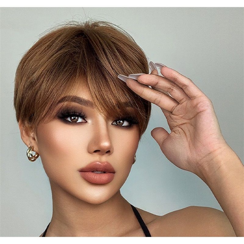 2025 New 9-Inch Wig Natural Layered Bob + Air Bangs! One Second Reduces Age By 10 Years, Short Straight And Fluffy Hair  
Health & Beauty > Hair > Wigs