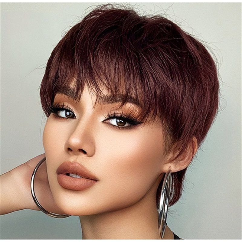 2025 New 9-Inch Wig Natural Layered Bob + Air Bangs! One Second Reduces Age By 10 Years, Short Straight And Fluffy Hair  
Health & Beauty > Hair > Wigs