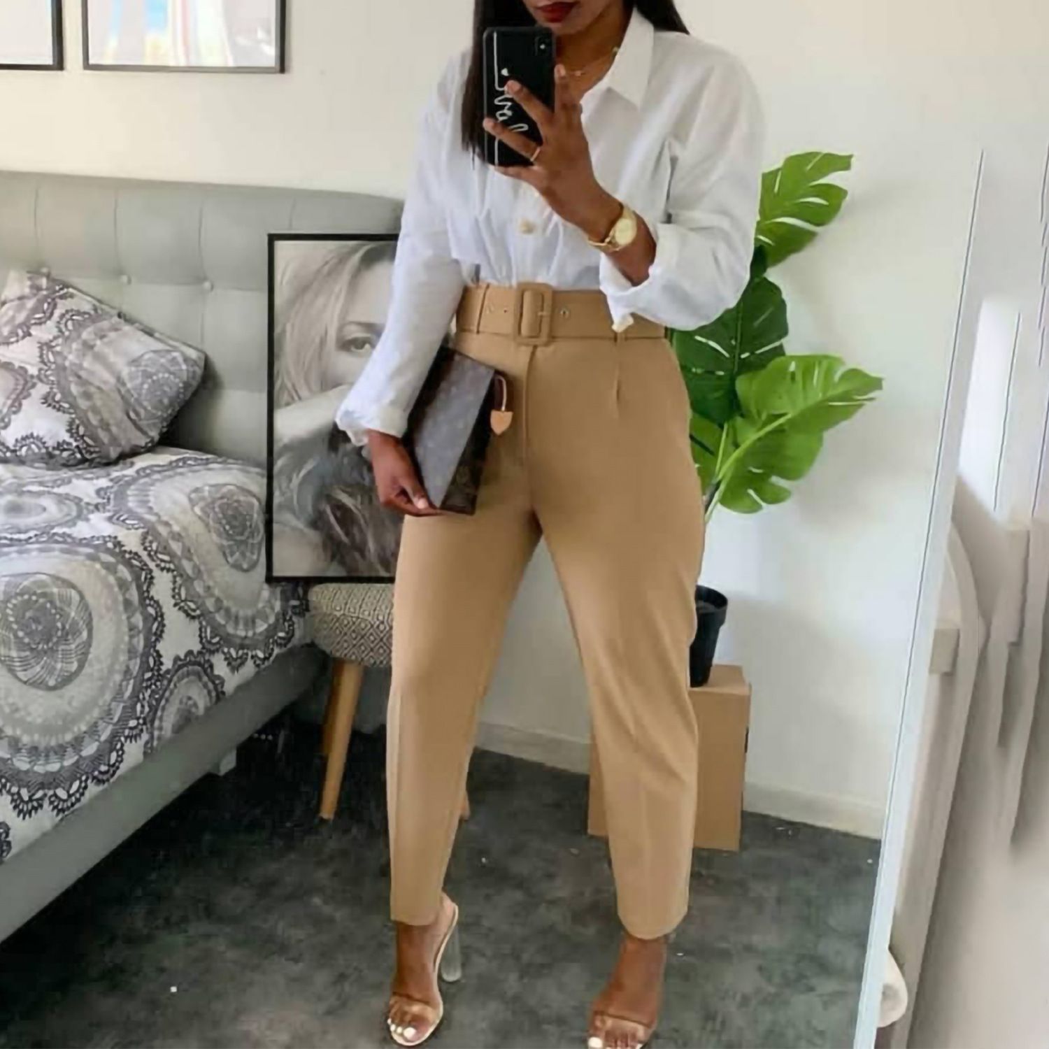 European and American Women's Spring and Summer High-waist Casual Trousers Slim Suit Pants Women's Trousers Autumn Professional Pants