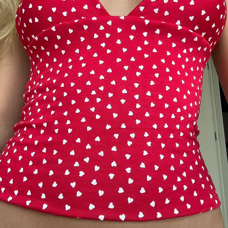 Clothes > Women's Clothing > Tops > Tanks & Camis (Tank Tops)  New love V-neck lace-up halter vest female sexy backless inner slim sleeveless slim short top
