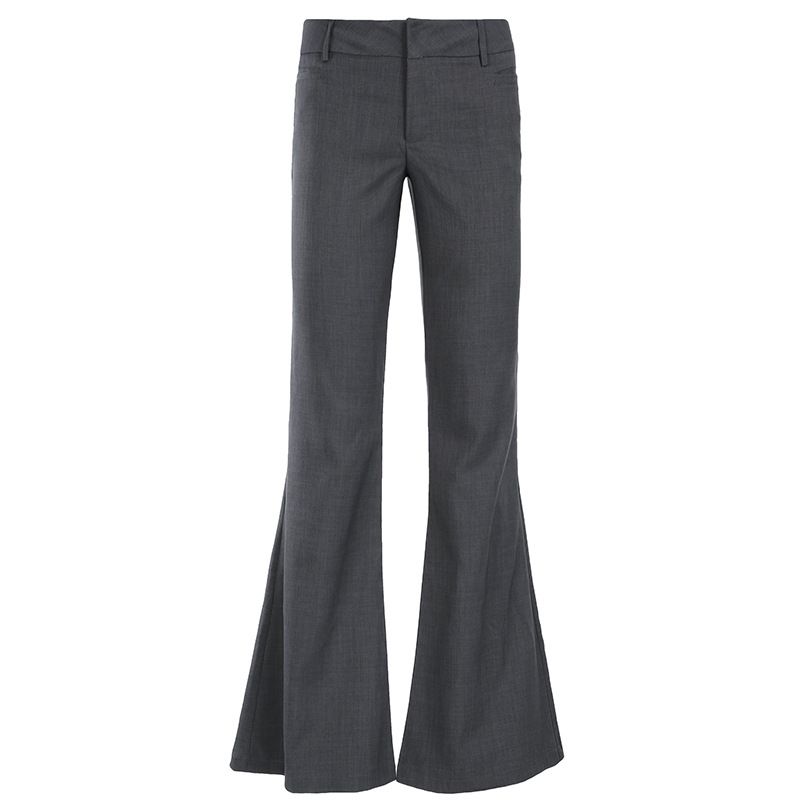 Clothes > Women's Clothing > Bottoms > Pants  Fashionable temperament commuting style low waist micro-flop trousers European and American grey hot girls basic casual suit pants