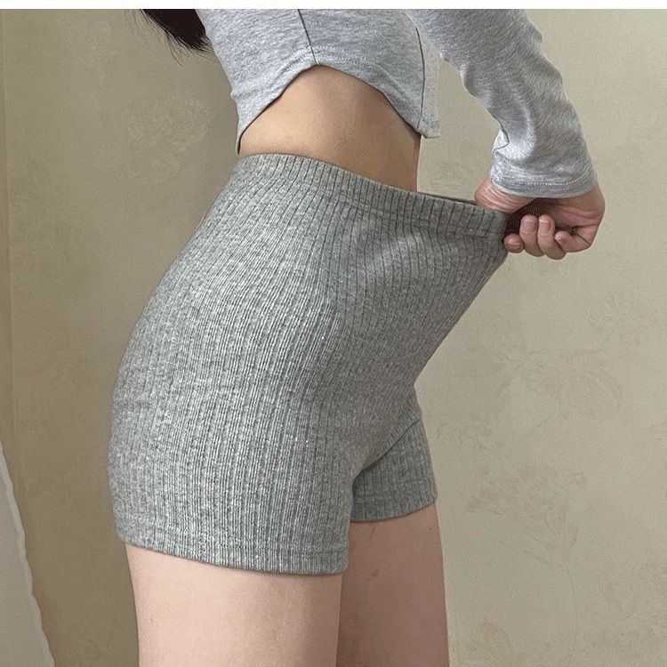 European and American BM style fitness casual shorts for women with high waist hip lifting tight three-quarter pants sports hot pants anti-exposure yoga pants cotton