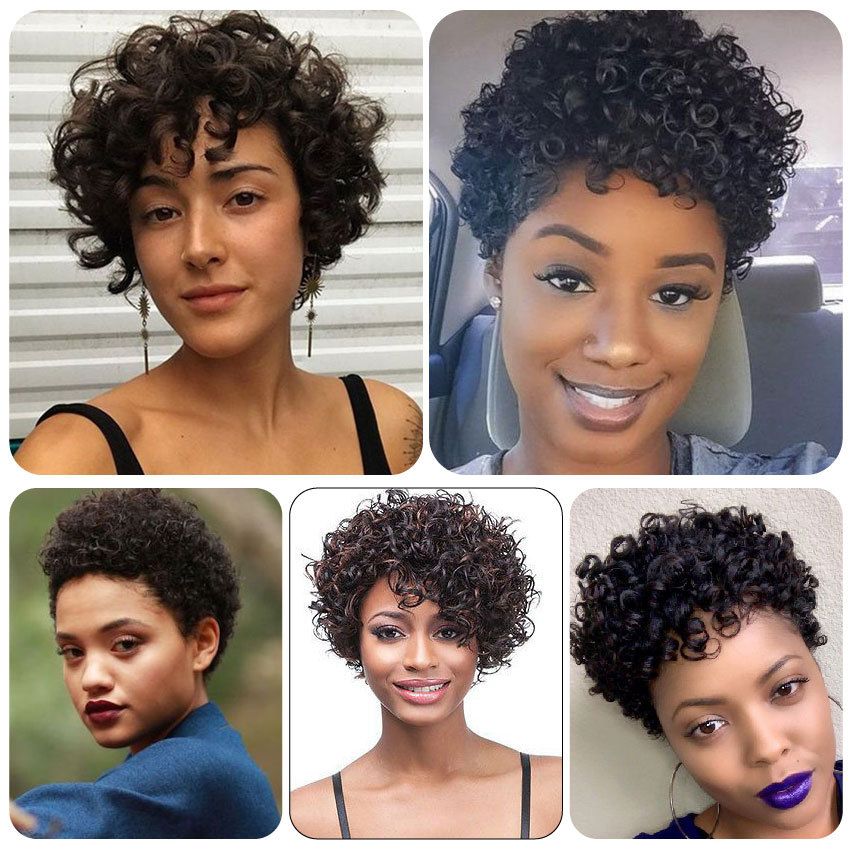 Health & Beauty > Hair > Wigs European and American wig women short curly wig African small curly wig chemical fiber head hood black