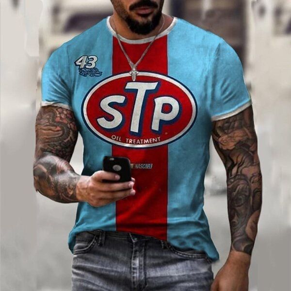 Clothes > Men's Clothing > Tops > T-Shirts  New European and American motorcycle short-sleeved casual 3D printed loose pull-out men's T-shirt