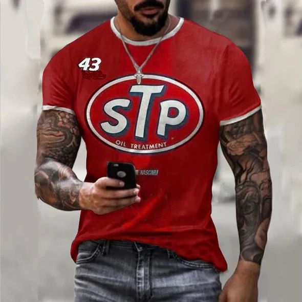 Clothes > Men's Clothing > Tops > T-Shirts  New European and American motorcycle short-sleeved casual 3D printed loose pull-out men's T-shirt