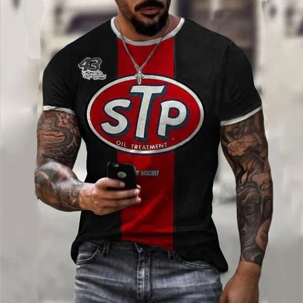 Clothes > Men's Clothing > Tops > T-Shirts  New European and American motorcycle short-sleeved casual 3D printed loose pull-out men's T-shirt