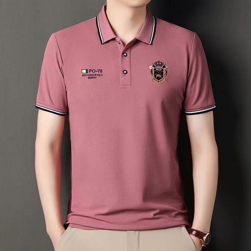 Clothes > Men's Clothing > Tops > T-Shirts  Men's embroidered non-iron polo shirt summer short-sleeved top high quality casual business shirt cotton