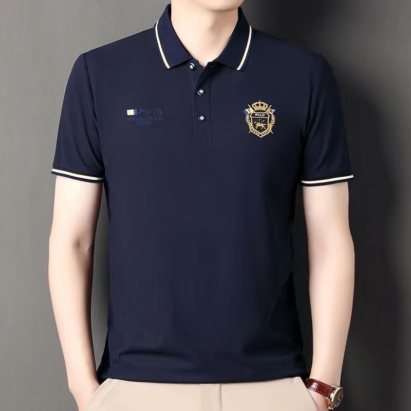 Clothes > Men's Clothing > Tops > T-Shirts  Men's embroidered non-iron polo shirt summer short-sleeved top high quality casual business shirt cotton