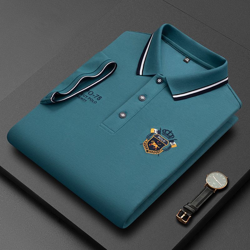 Clothes > Men's Clothing > Tops > T-Shirts  Men's embroidered non-iron polo shirt summer short-sleeved top high quality casual business shirt cotton