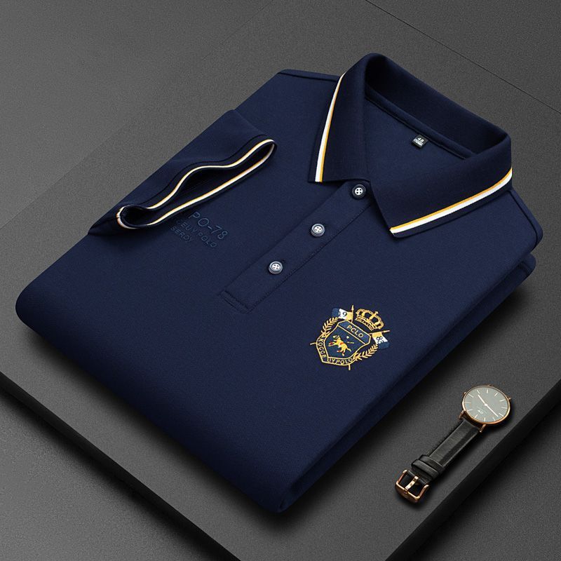 Clothes > Men's Clothing > Tops > T-Shirts  Men's embroidered non-iron polo shirt summer short-sleeved top high quality casual business shirt cotton