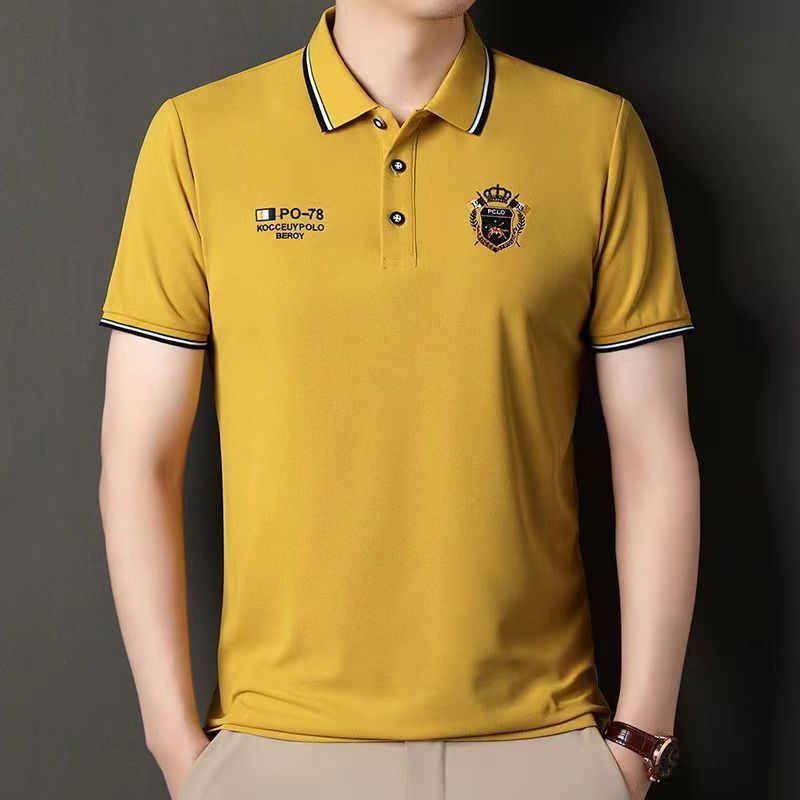 Clothes > Men's Clothing > Tops > T-Shirts  Men's embroidered non-iron polo shirt summer short-sleeved top high quality casual business shirt cotton