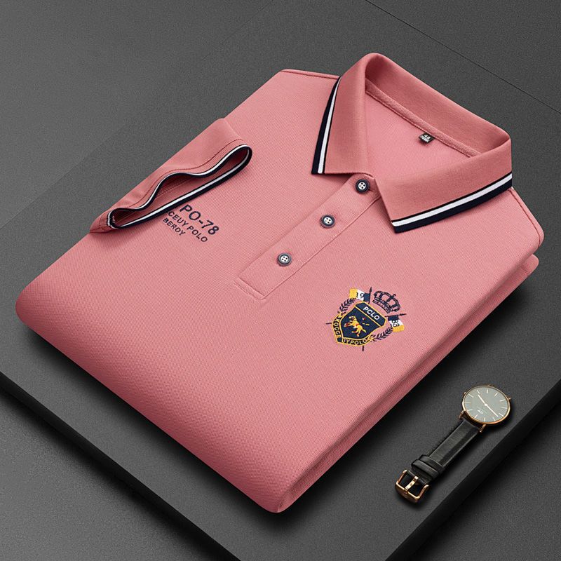 Clothes > Men's Clothing > Tops > T-Shirts  Men's embroidered non-iron polo shirt summer short-sleeved top high quality casual business shirt cotton
