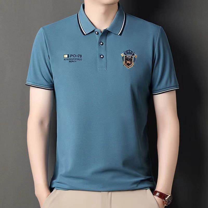 Clothes > Men's Clothing > Tops > T-Shirts  Men's embroidered non-iron polo shirt summer short-sleeved top high quality casual business shirt cotton