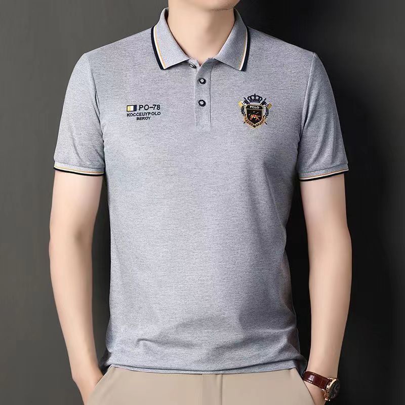 Clothes > Men's Clothing > Tops > T-Shirts  Men's embroidered non-iron polo shirt summer short-sleeved top high quality casual business shirt cotton