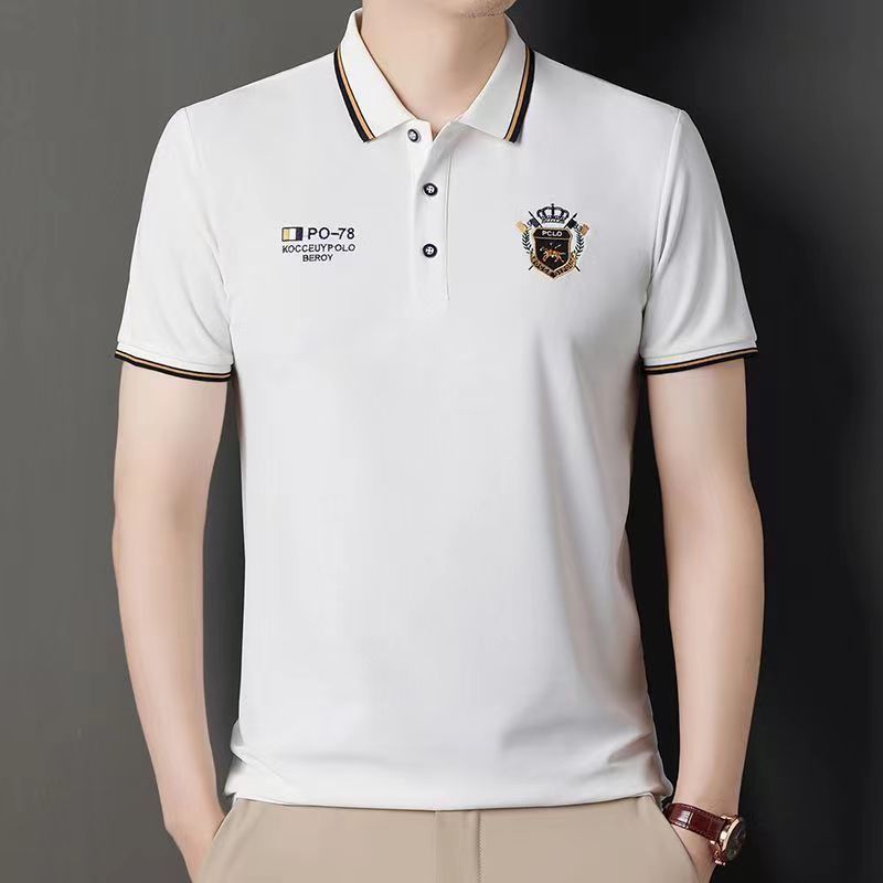 Clothes > Men's Clothing > Tops > T-Shirts  Men's embroidered non-iron polo shirt summer short-sleeved top high quality casual business shirt cotton