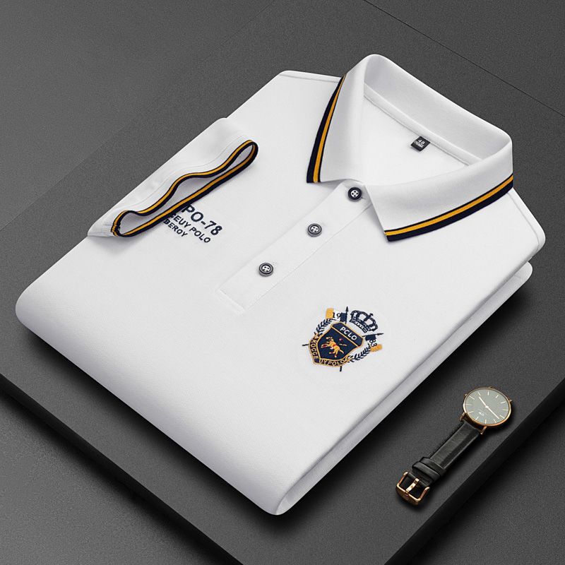 Clothes > Men's Clothing > Tops > T-Shirts  Men's embroidered non-iron polo shirt summer short-sleeved top high quality casual business shirt cotton