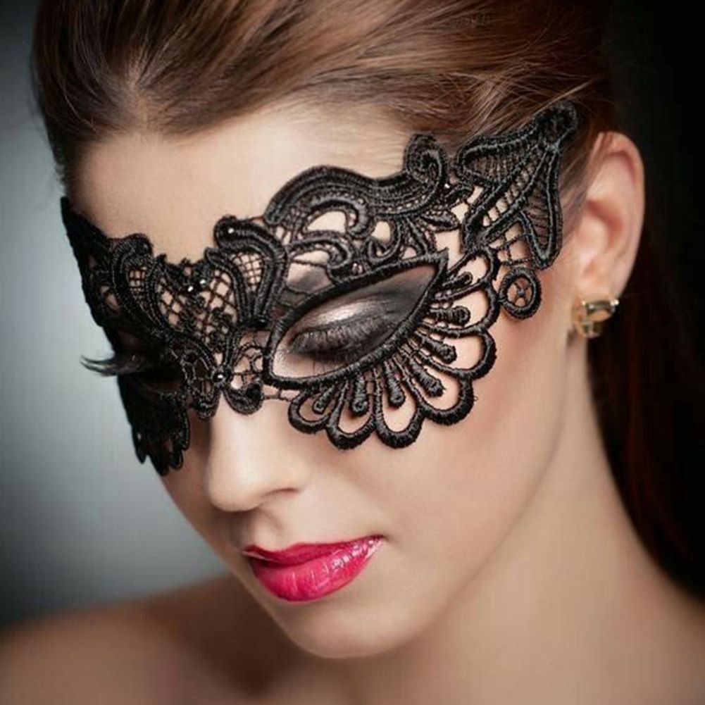 Fashion Accessories > Accessories > Women Accessories > Scarf Mask Halloween masquerade lace mask half face empty mask sexy adult mask woman