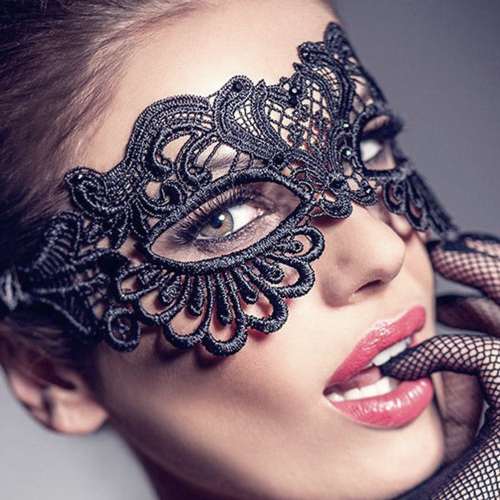 Fashion Accessories > Accessories > Women Accessories > Scarf Mask Halloween masquerade lace mask half face empty mask sexy adult mask woman