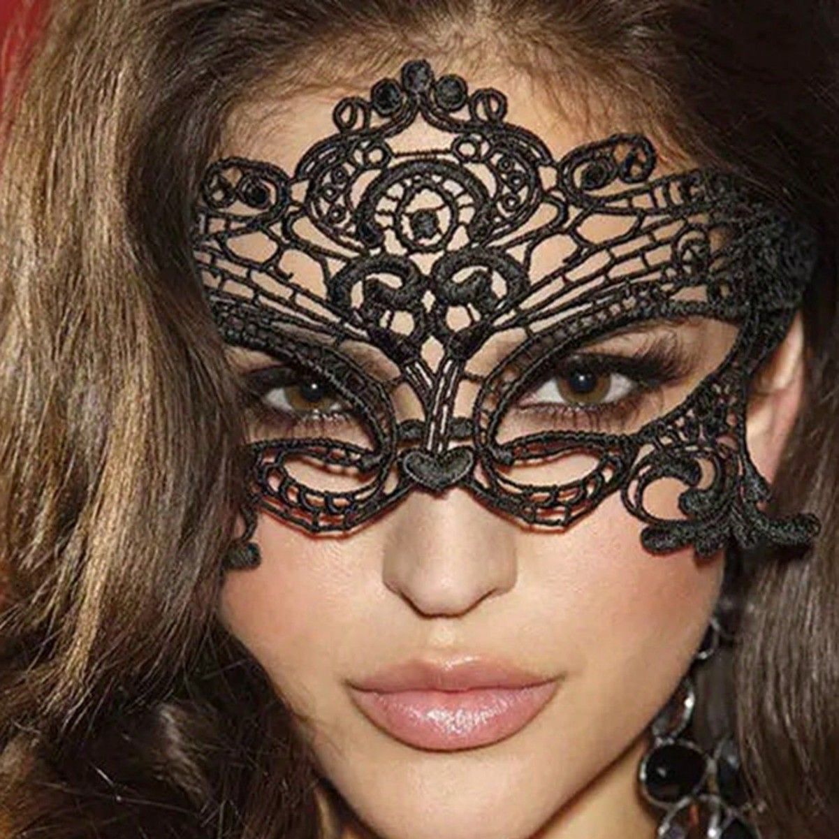 Fashion Accessories > Accessories > Women Accessories > Scarf Mask Halloween masquerade lace mask half face empty mask sexy adult mask woman
