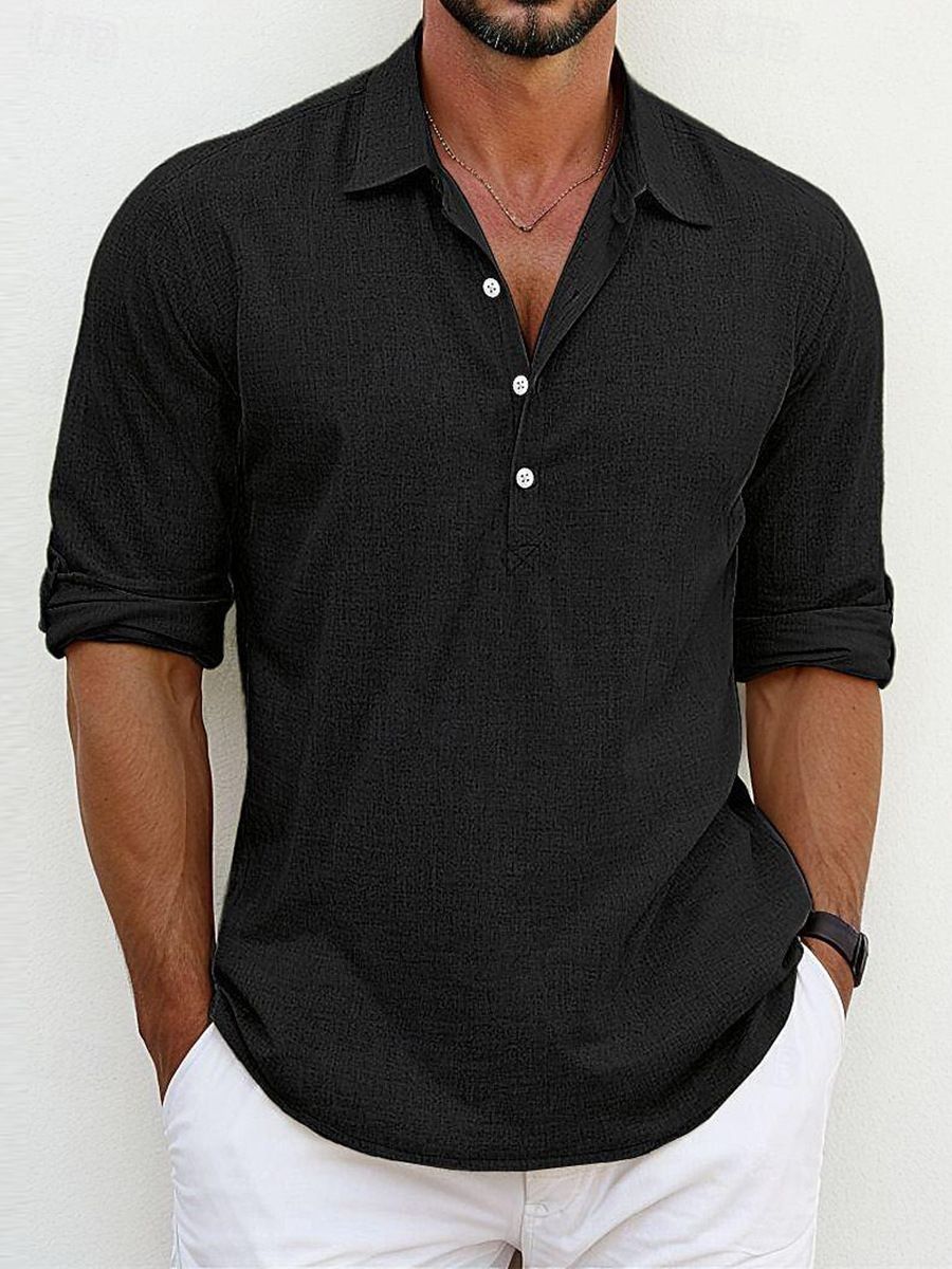 Clothes > Men's Clothing > Tops > T-Shirts  European and American men's half-sleeved shirt summer solid color lapel European code business casual lapel cardigan men