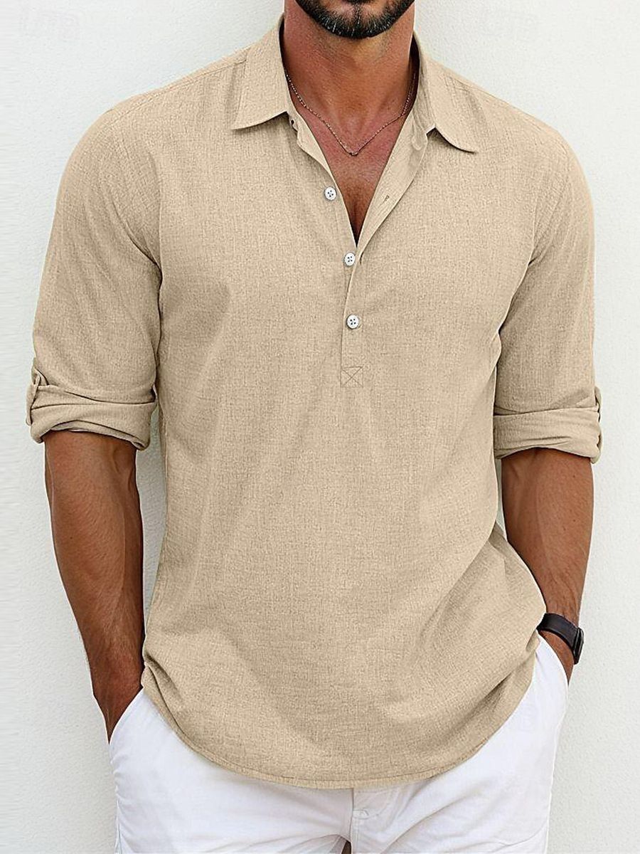 Clothes > Men's Clothing > Tops > T-Shirts  European and American men's half-sleeved shirt summer solid color lapel European code business casual lapel cardigan men