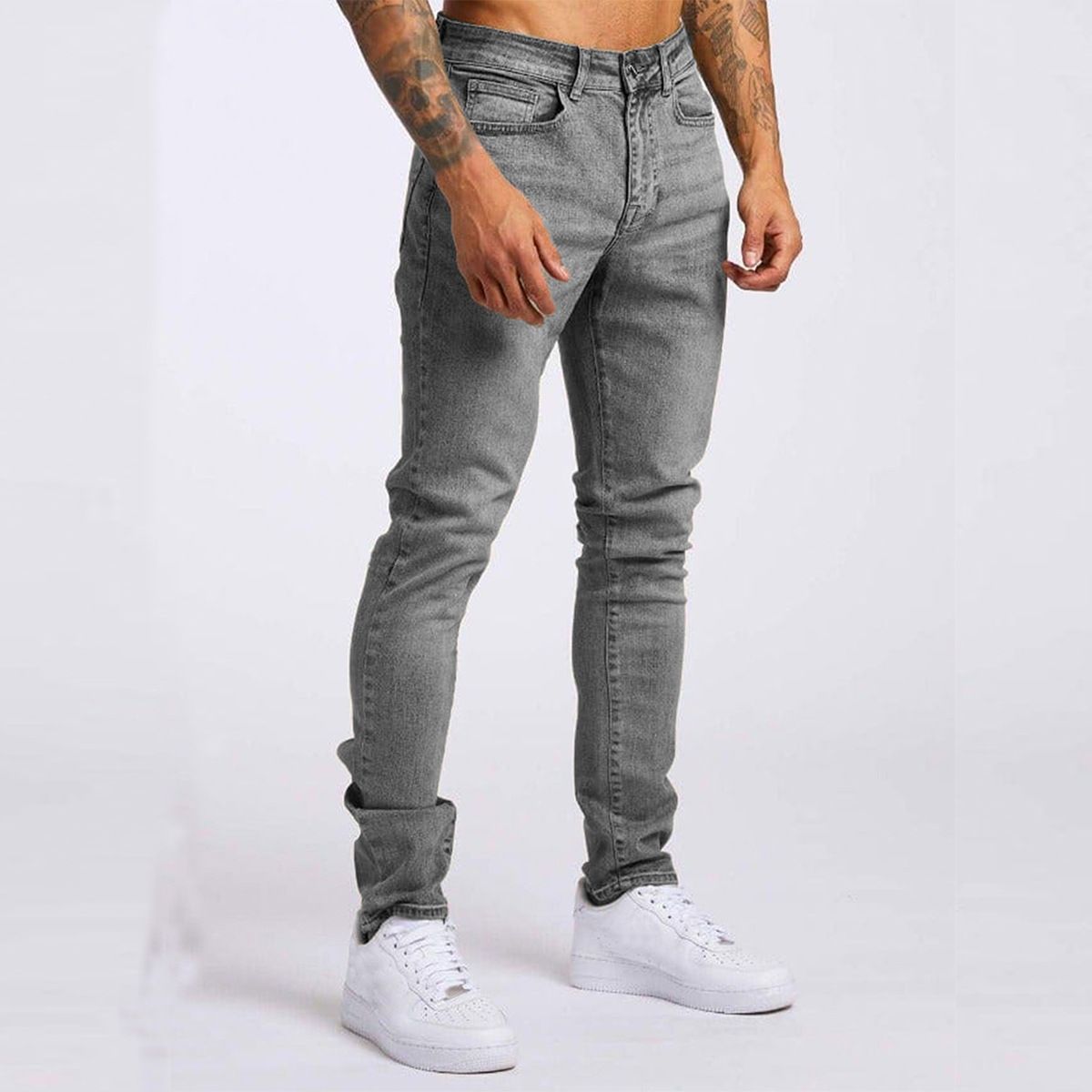 Clothes > Men's Clothing > Bottoms > Pants > Casual  European and American new jeans men's trousers ins slimming high stretch denim pencil pants for men