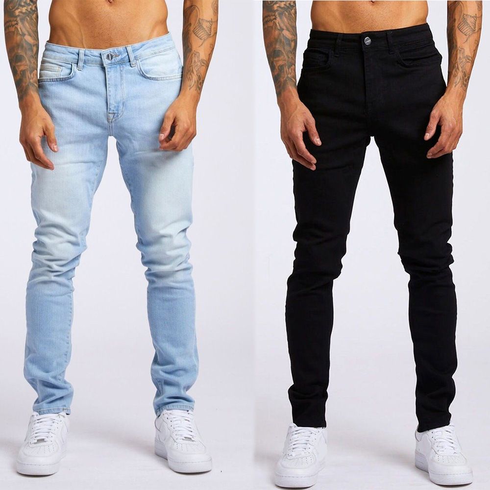 Clothes > Men's Clothing > Bottoms > Pants > Casual  European and American new jeans men's trousers ins slimming high stretch denim pencil pants for men
