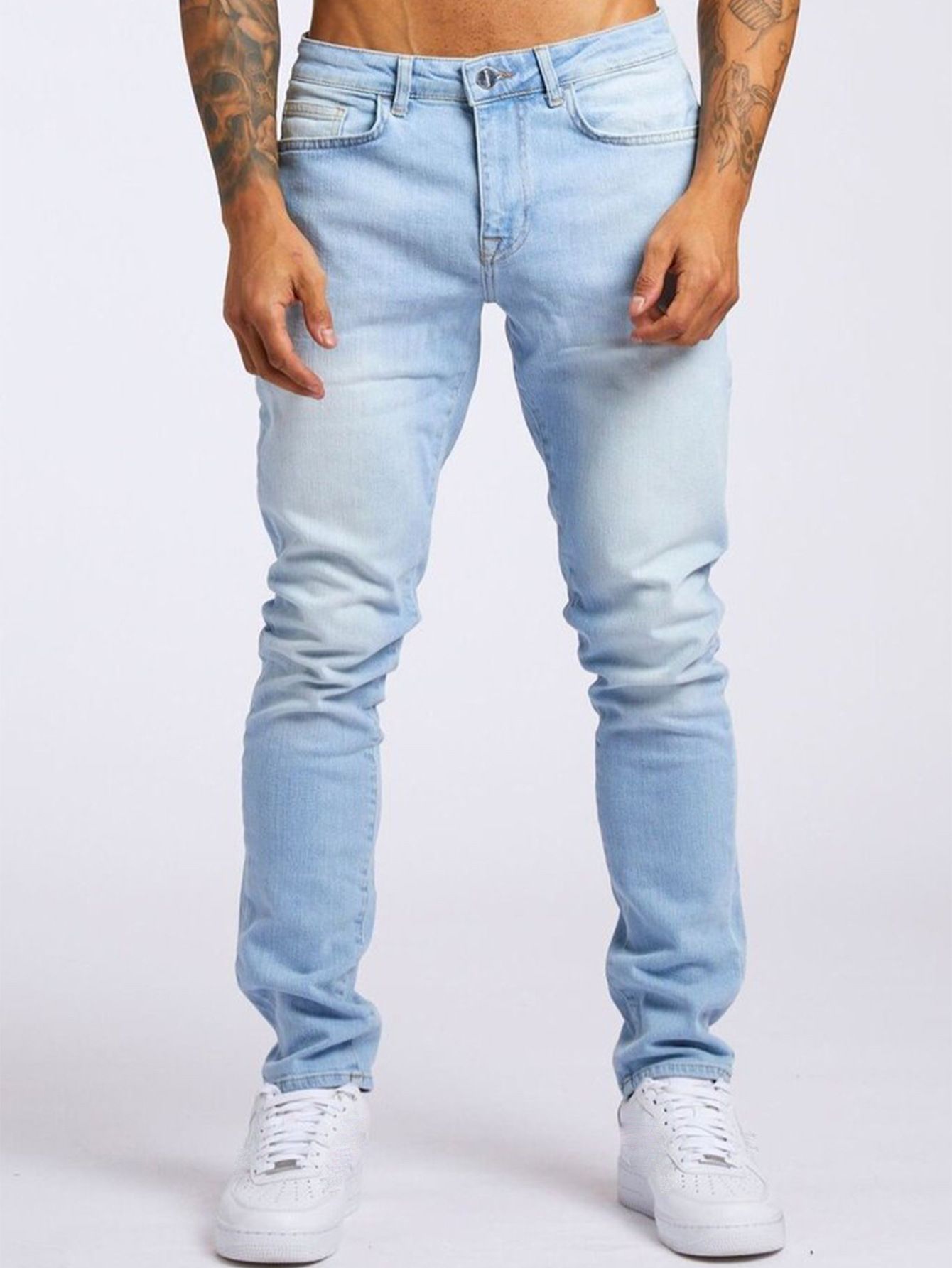 Clothes > Men's Clothing > Bottoms > Pants > Casual  European and American new jeans men's trousers ins slimming high stretch denim pencil pants for men
