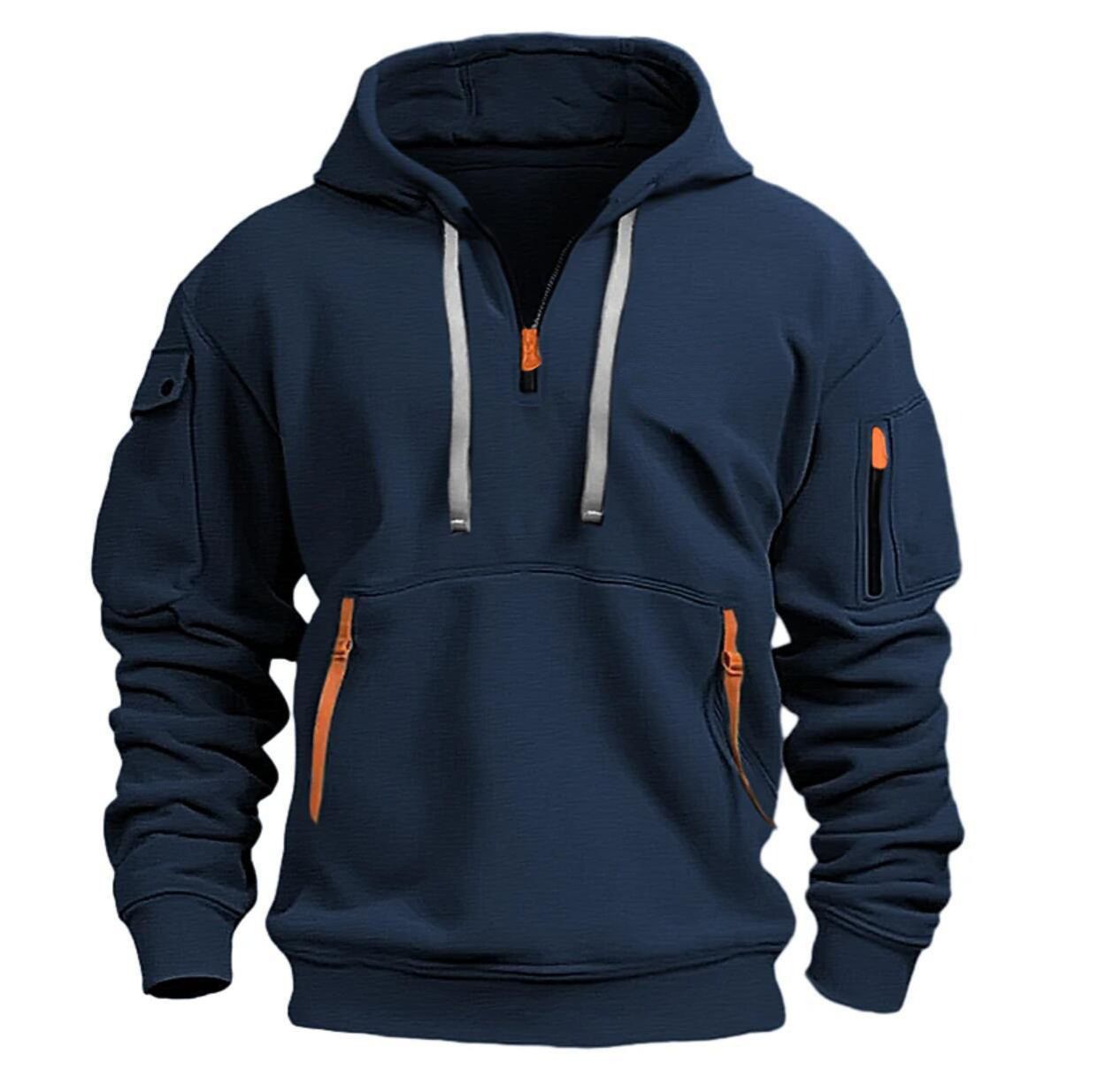 Clothes > Men's Clothing > Tops > Jackets & Coats  Men's fashionable sweatshirt hooded zipper multi-pocket pullover sports casual jacket
