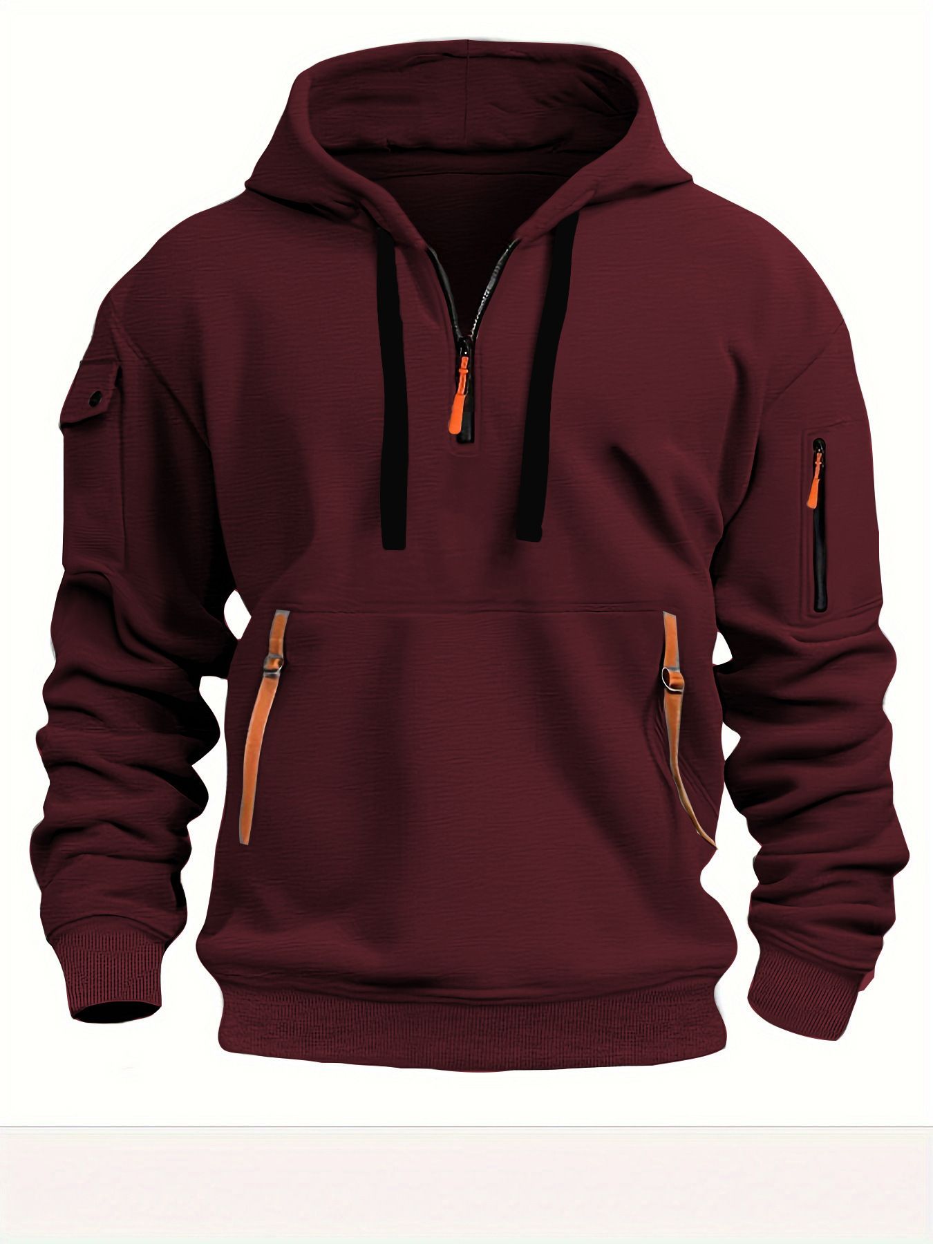Clothes > Men's Clothing > Tops > Jackets & Coats  Men's fashionable sweatshirt hooded zipper multi-pocket pullover sports casual jacket