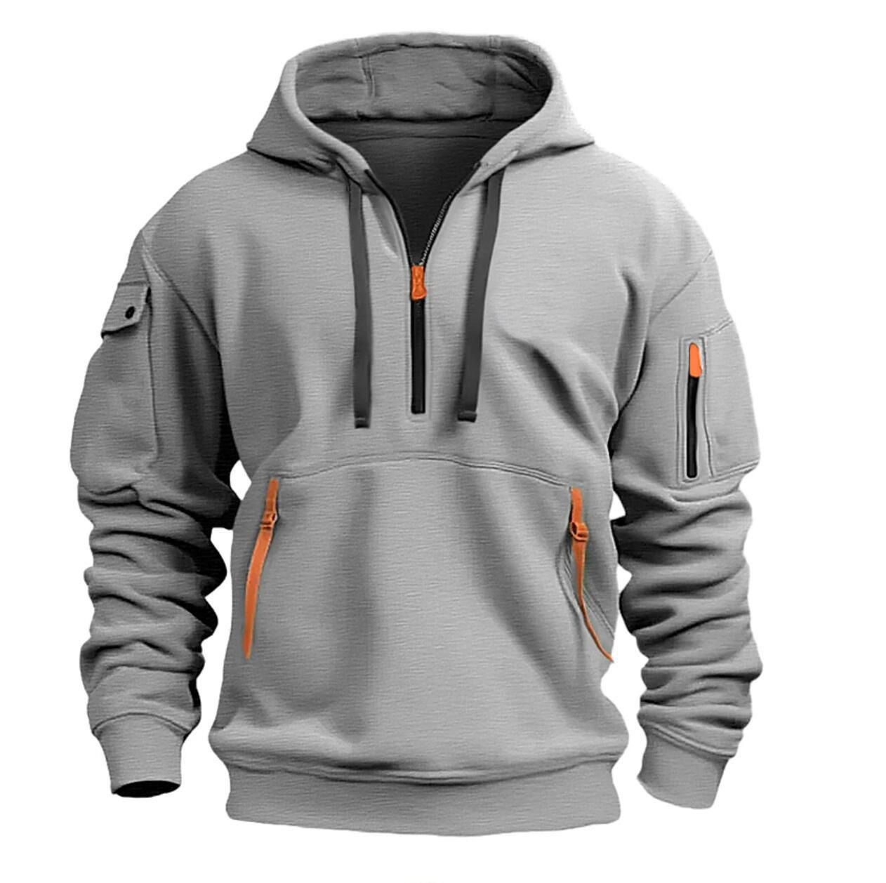 Clothes > Men's Clothing > Tops > Jackets & Coats  Men's fashionable sweatshirt hooded zipper multi-pocket pullover sports casual jacket