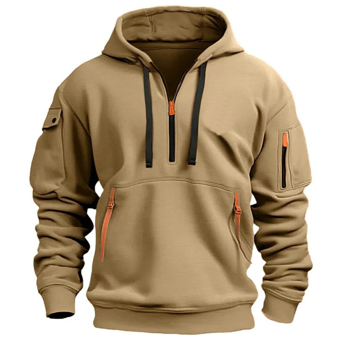 Clothes > Men's Clothing > Tops > Jackets & Coats  Men's fashionable sweatshirt hooded zipper multi-pocket pullover sports casual jacket