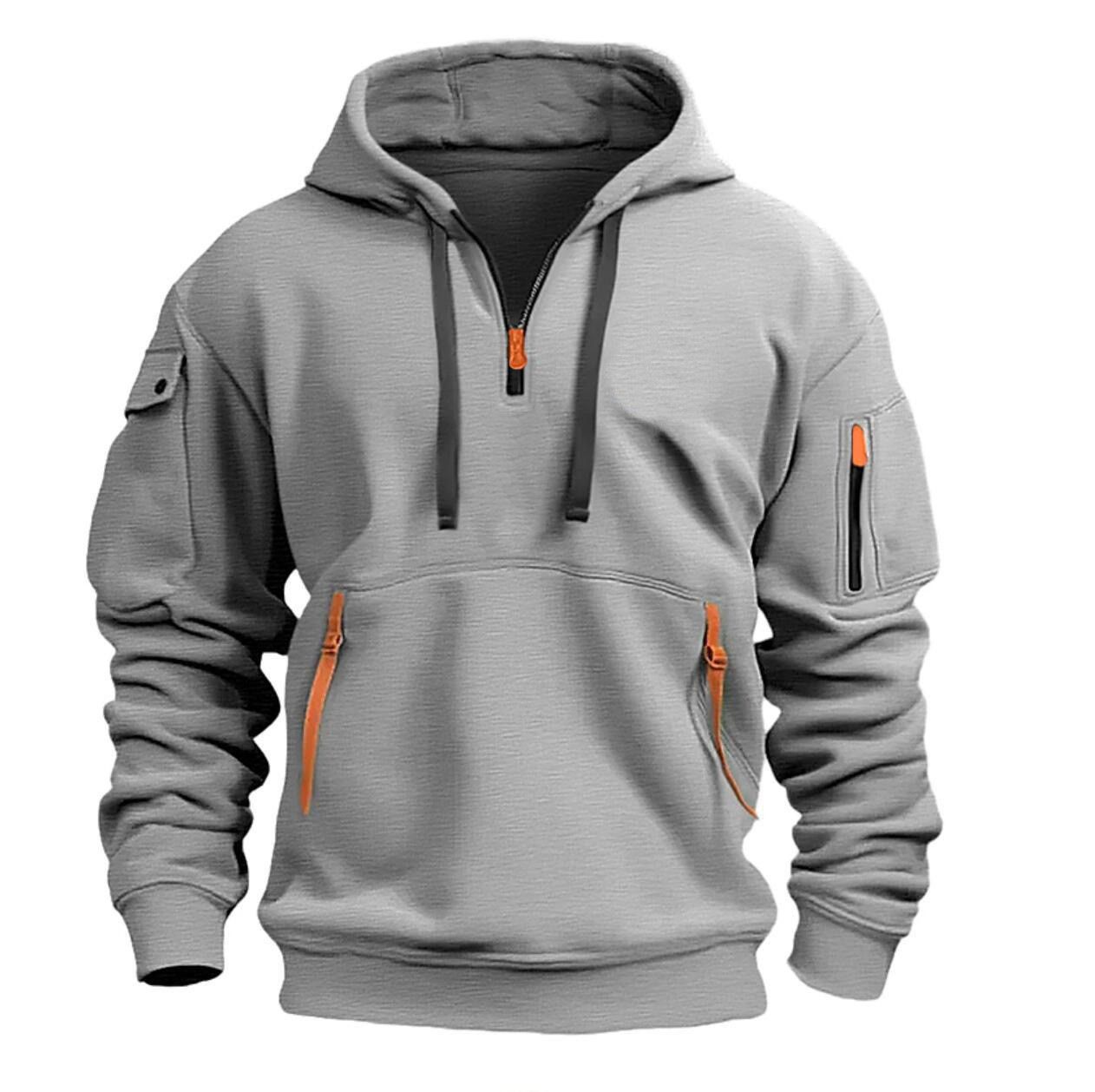 Clothes > Men's Clothing > Tops > Jackets & Coats  Men's fashionable sweatshirt hooded zipper multi-pocket pullover sports casual jacket
