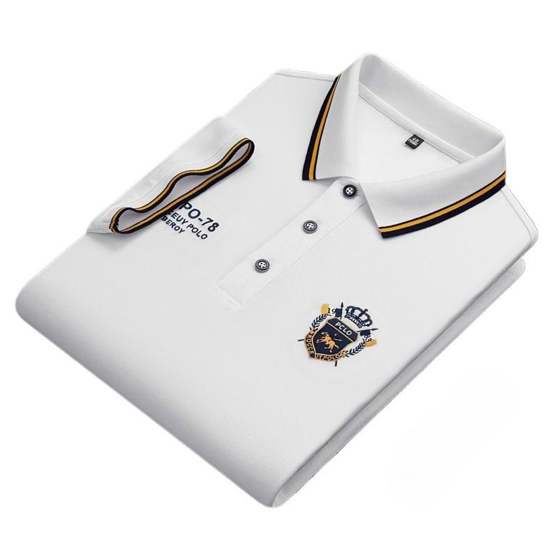 Clothes > Men's Clothing > Tops > T-Shirts  Men's embroidered non-iron polo shirt summer short-sleeved top high quality casual business shirt cotton