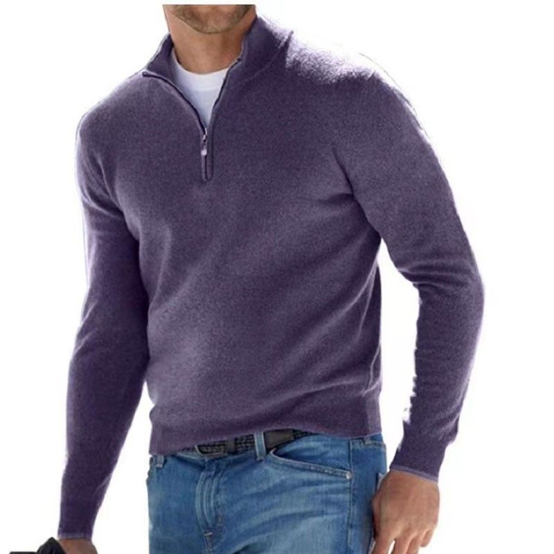 Clothes > Men's Clothing > Tops > Jackets & Coats  New autumn long-sleeved V-neck wool velvet zipper men's casual top polo shirt