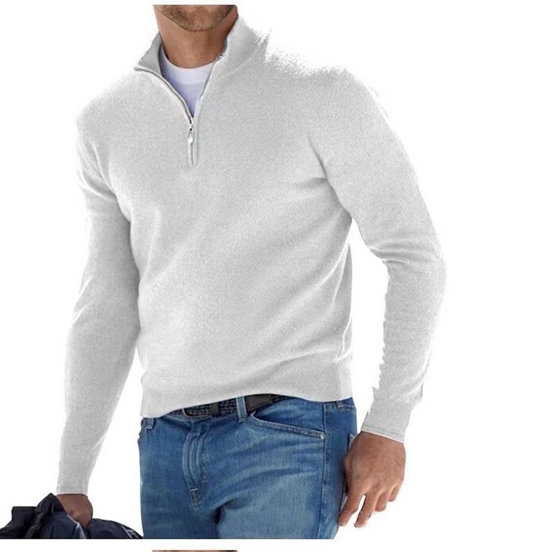 Clothes > Men's Clothing > Tops > Jackets & Coats  New autumn long-sleeved V-neck wool velvet zipper men's casual top polo shirt