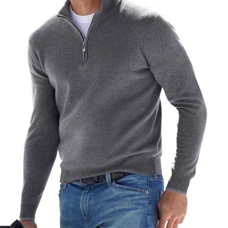 Clothes > Men's Clothing > Tops > Jackets & Coats  New autumn long-sleeved V-neck wool velvet zipper men's casual top polo shirt