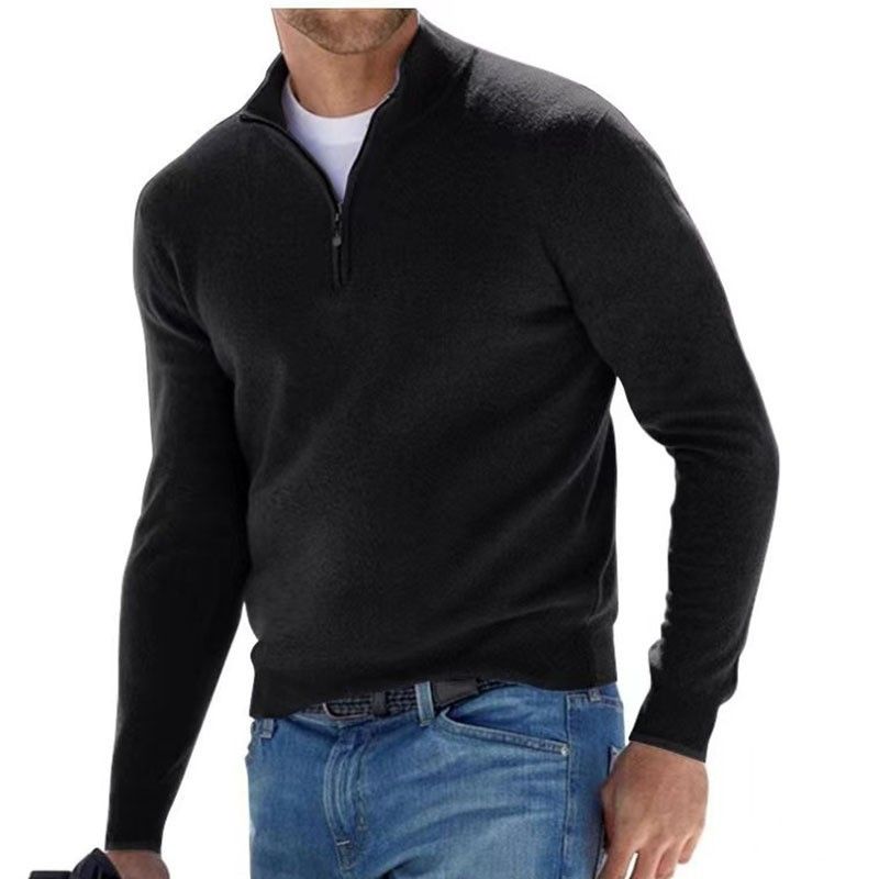 Clothes > Men's Clothing > Tops > Jackets & Coats  New autumn long-sleeved V-neck wool velvet zipper men's casual top polo shirt
