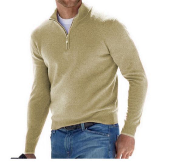 Clothes > Men's Clothing > Tops > Jackets & Coats  New autumn long-sleeved V-neck wool velvet zipper men's casual top polo shirt